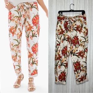 NWT Chico’s Tencel Lyocell Floral Utility Ankle Pant Tie Waist size 0.5